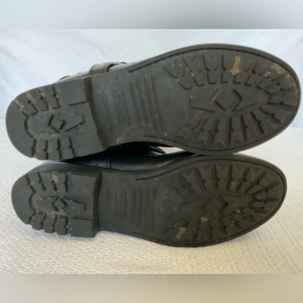 Coach Black Combat Moto Boots with Silver Accents - Picture 9 of 12